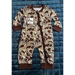 Abby & Evie Baby Camo Romper 18M Duck Patch Ruffle Fall Outfit